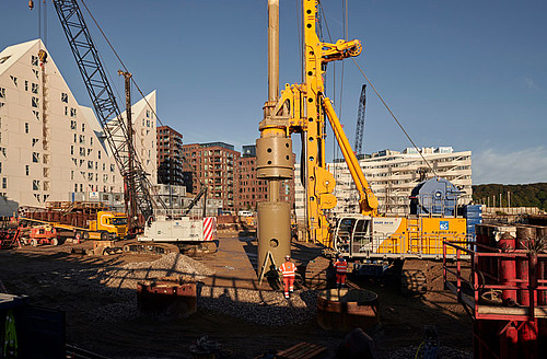 Drilling operations for the tallest residential building in Denmark